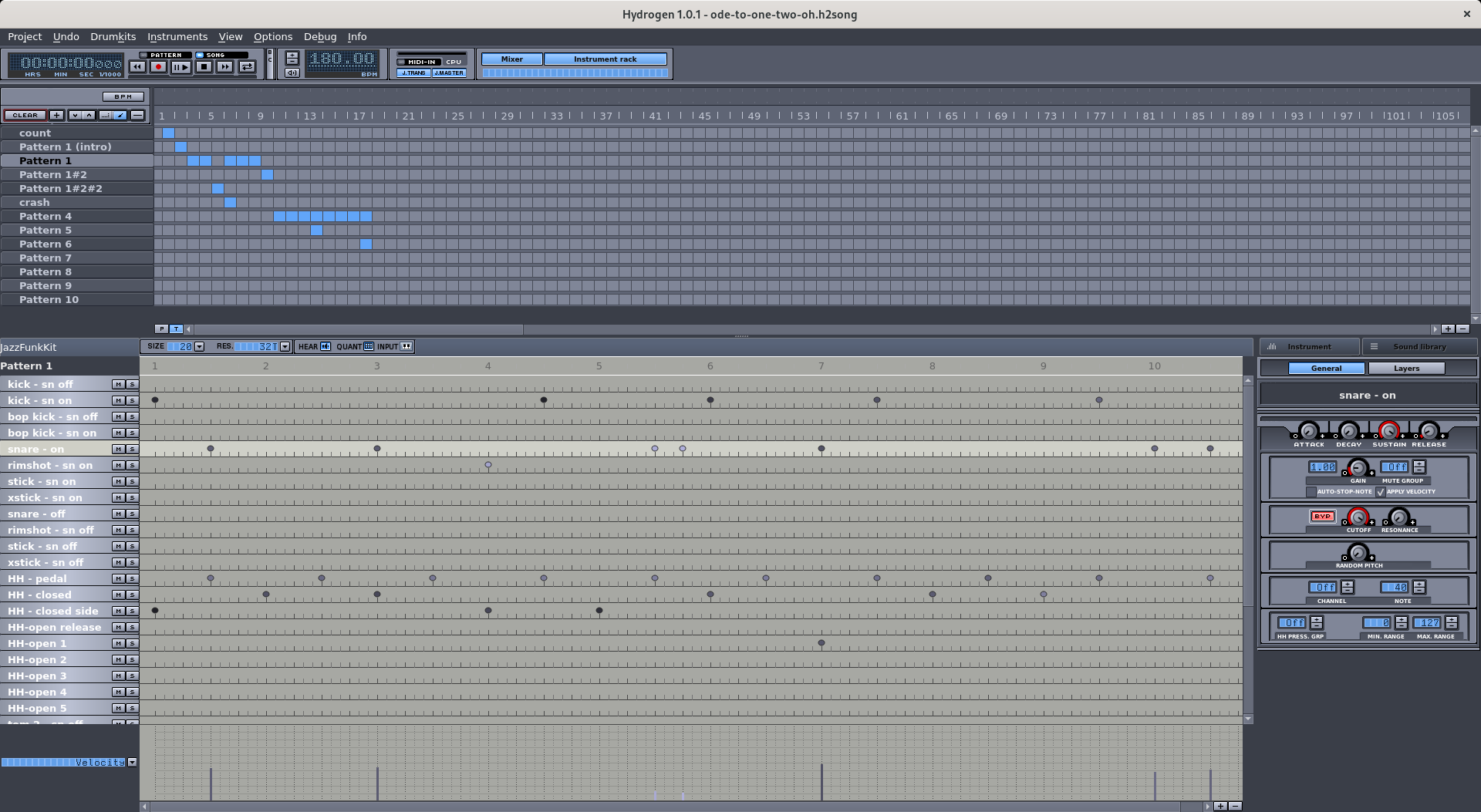 Custom drum patterns in Hydrogen