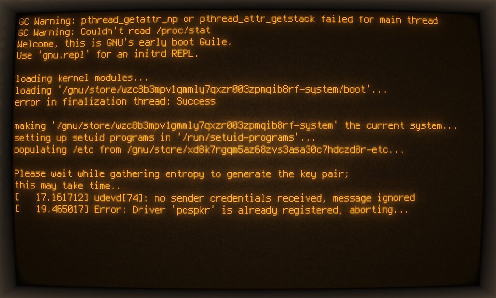 Picture of a monitor showing the error/success boot message.