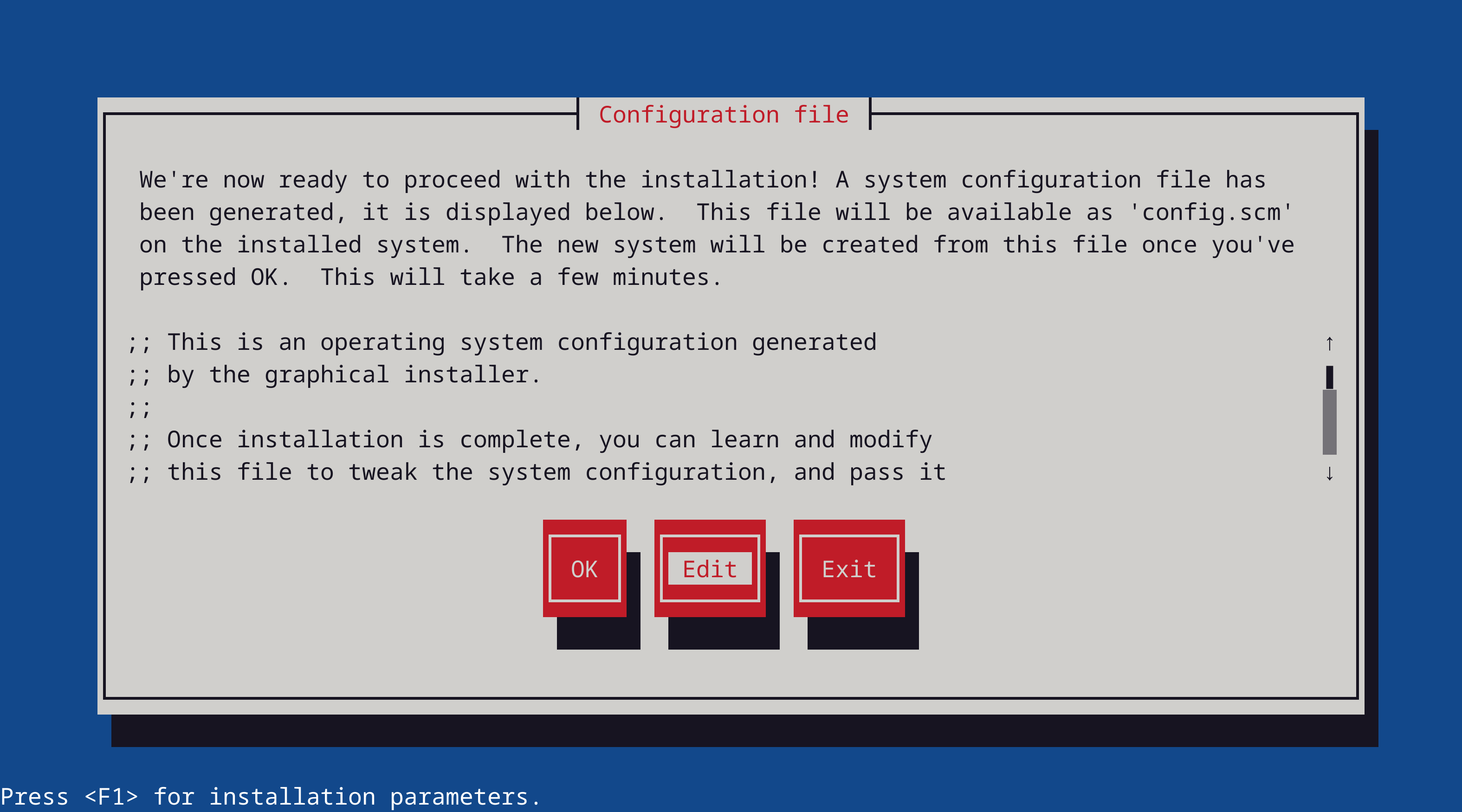 Installer Configuration file page