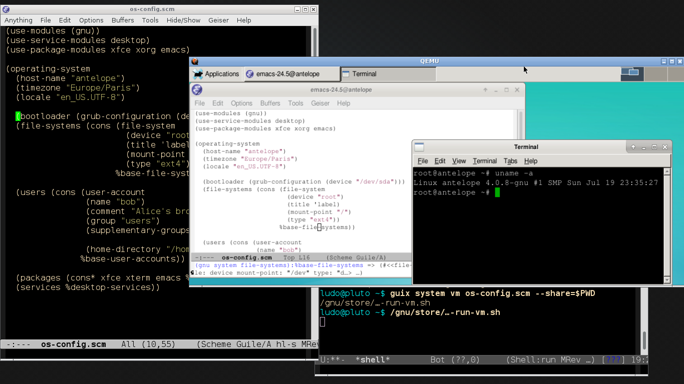 ماشین مجازی آغاز شده با «guix system vm»